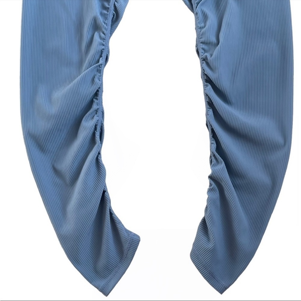 Zyia Active HR Storm Parallel Luxe Blue Gray Ruching Leggings Dance Yoga Block - Picture 7 of 12